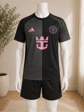 adidas Black and Pink Split-Panel Soccer Jersey